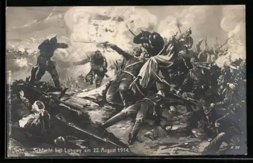 Künstler-AK Court Barber: Deutsche Soldaten in der Schlacht bei Longwy am 22. August 1914