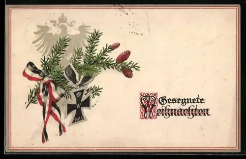 AK Weihnachtsgruss mit Eisernem Kreuz