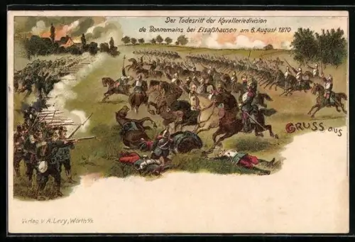 AK Elsasshausen, der Todesritt der Kavalleriedivision de Bonnemains, 6. Aug. 1870