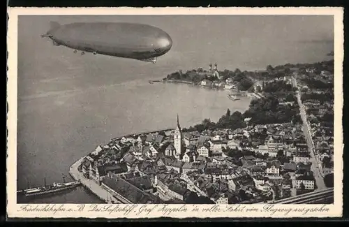 AK Friedrichshafen a. Bodensee, Luftschiff Graf Zeppelin in voller Fahrt