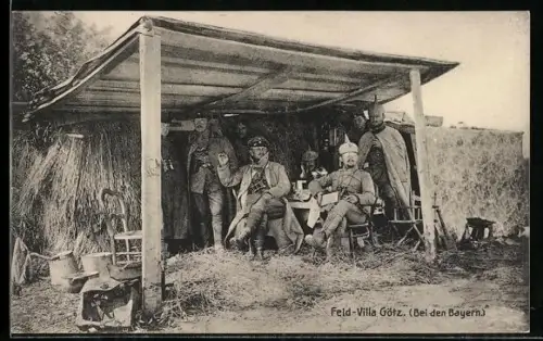 AK Feld-Villa Götz, Offiziere in Unterstand
