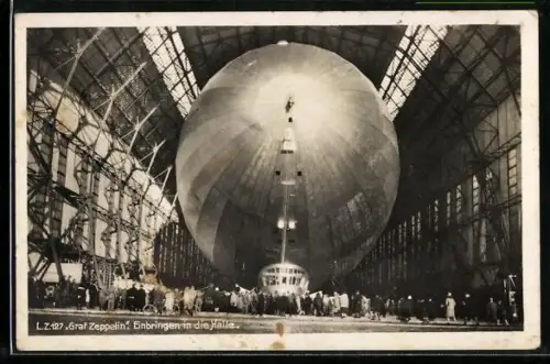 AK LZ 127 Graf Zeppelin, Einbringen in die Halle