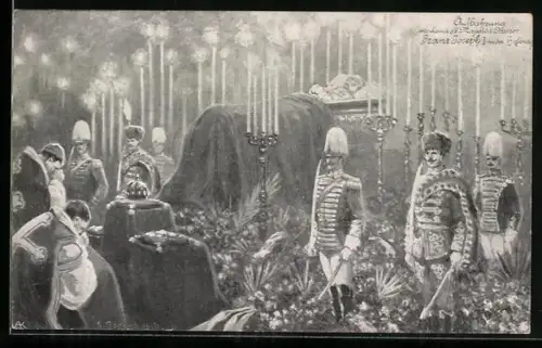 AK Aufbahrung des Kaisers Franz Josef I. von Österreich in der Hofburg
