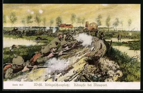 AK Kämpfe bei Nieuport, Infanterie-Schützenlinie