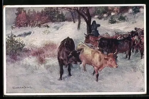 Künstler-AK Rotes Kreuz Nr. 497, Infanterist Franz Baumanntreibt den Feind unter Beschuss zurück