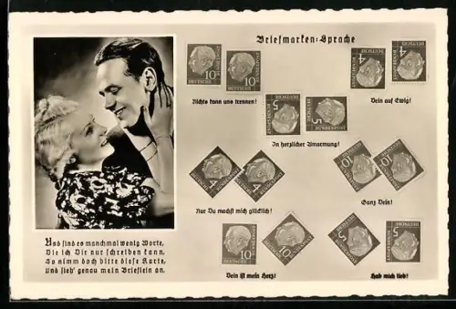 AK Briefmarkensprache, Und sind es manchmal wenig Worte...