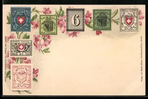 Lithographie Briefamrken aus dem Kanton Genf / Généve