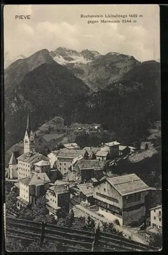 AK Pieve di Livinallongo, Ortsansicht gegen Marmolata