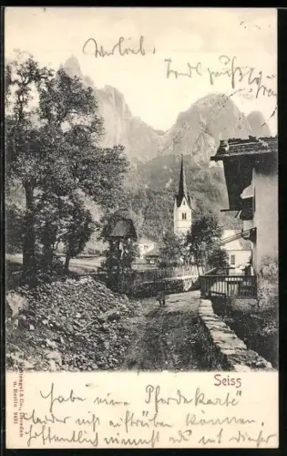 AK Seis am Schlern / Siusi allo Sciliar, Weg zur Kirche