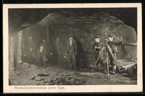 AK Oberschlesien, Grube, Markscheiderarbeiten unter Tage