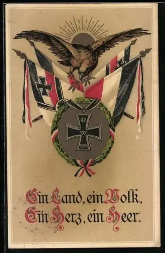 AK Ein Land, ein Volk,..., Eisernes Kreuz