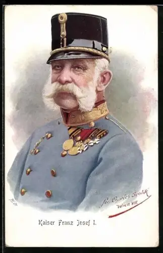 AK Portrait von Kaiser Franz Josef I. von Österreich mit Orden an der Brust