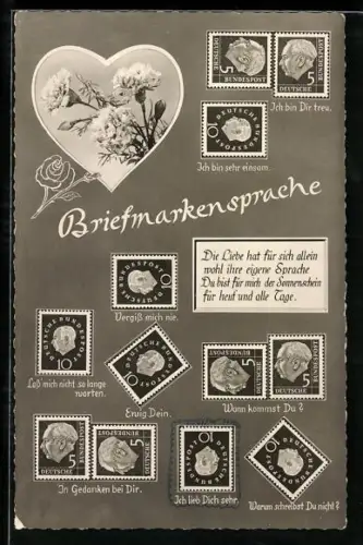 AK Erklärung der Briefmarkensprache