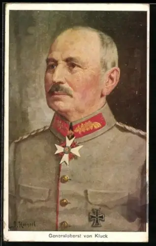 Künstler-AK Heerführer, Portrait Generaloberst von Kluck in Uniform mit Orden Eisernes Kreuz & Pour le Merite