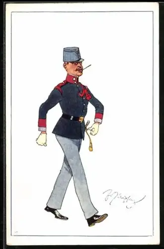 Künstler-AK Fritz Schönpflug: Marschierender Soldat in Uniform