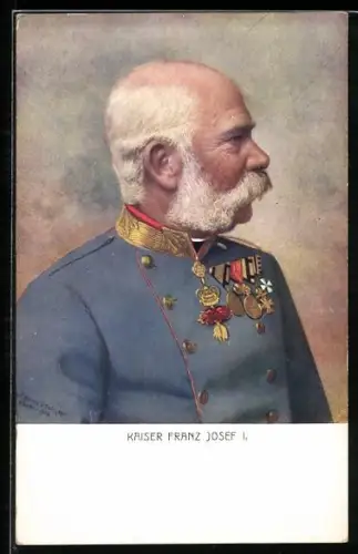 Künstler-AK Profilporträt Kaiser Franz Josef I. von Österreich in Uniform