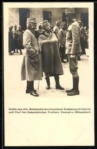 AK Armeeoberkommandant Erzherzog Friedrich und Chef des Generalstabes Freiherr Conrad v. Hötzendorf