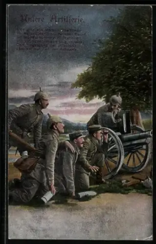 AK Unsere Artillerie am Geschütz bei der Feindbeobachtung