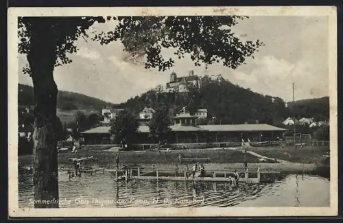 AK Gars-Thunau am Kamp, Kampbad, Im Hintergrund Kirche