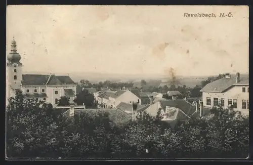AK Ravelsbach /N.-Ö., Teilansicht mit Kirche