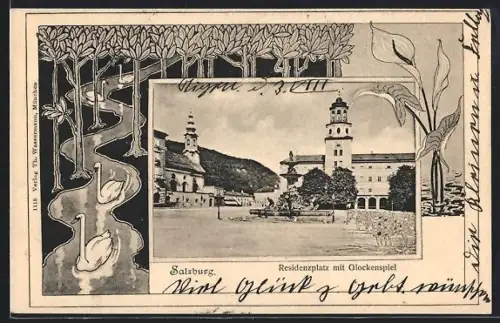 AK Salzburg, Residenzplatz mit Glockenspiel