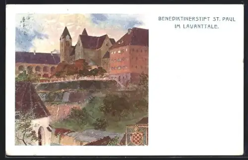 Künstler-AK St. Paul im Lavanttal, Benediktinerstift St. Paul