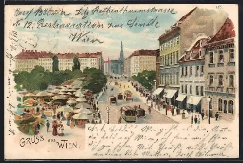 Lithographie Wien, Partie am Naschmarkt