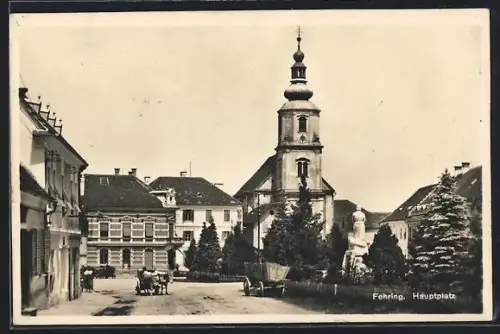 AK Fehring, Hauptplatz mit Kriegerdenkmal (Rückseite)