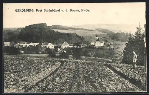 AK Gerolding /Schönbühel, Ortspartie mit Kirche