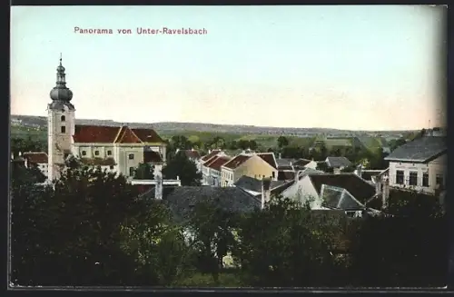 AK Unter-Ravelsbach, Teilansicht mit Kirche