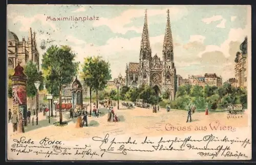 Künstler-AK Richard Hegedüs-Geiger: Wien, Motiv vom Maximilianplatz