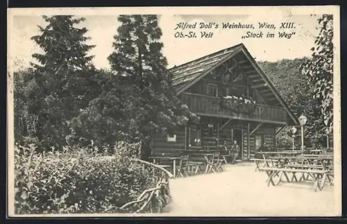 AK Wien, Ob.-St. Veit, Gasthaus Alfred Doll Stock im Weg