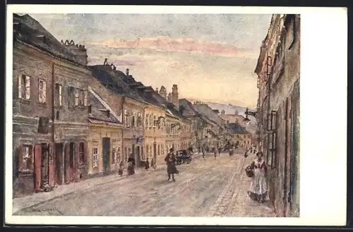 Künstler-AK Emil Czech: Wien, Badgasse