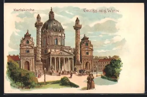 Künstler-AK Wien IV, Karlskirche