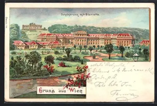 Künstler-AK Wien, Schloss Schönbrunn mit Gloriette