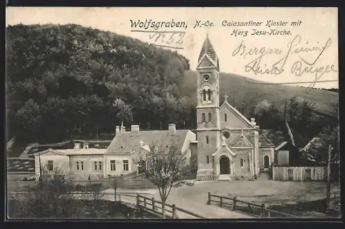 AK Wolfsgraben /N.-Oe., Calasantiner Kloster mit Herz Jesu-Kirche