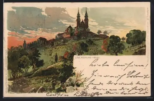 Lithographie Linz, Schloss auf dem Pöstling-Berg