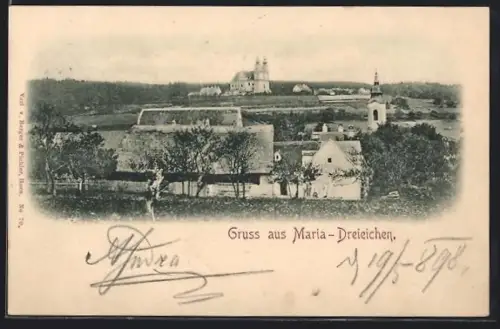AK Maria-Dreieichen, Ortspartie mit Kirche