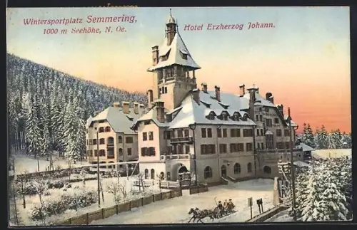 AK Semmering, Hotel Erzherzog Johann im Winter