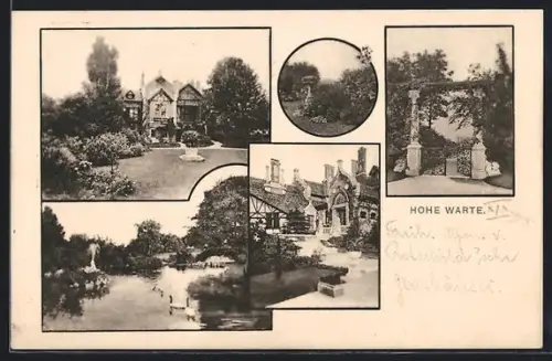 AK Wien, Hohe Warte, Mehrfachansichten mit Villen und Parkanlage