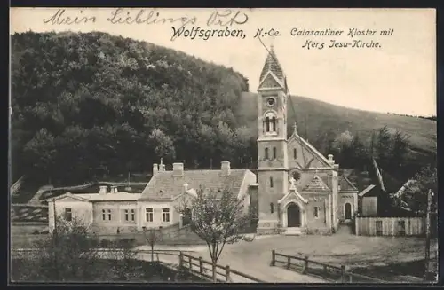 AK Wolfsgraben /N.-Oe., Calasantiner Kloster mit Herz Jesu-Kirche