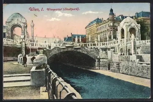 AK Wien, Wienportal (Stadtpark), Brücke über den Wienfluss
