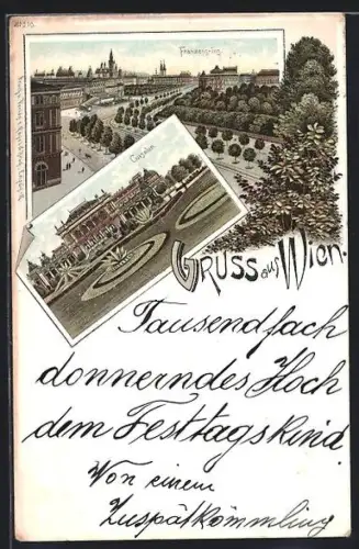 Lithographie Wien, Franzensring und Cursalon