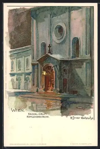 Lithographie Wien, Kapuzinerkirche, Kaiserl. Gruft