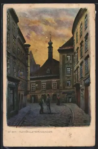 AK Wien, Schönlaterngasse am Abend