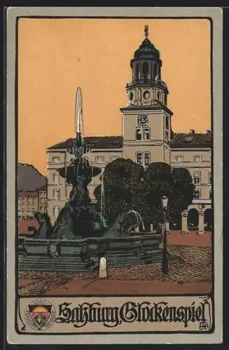 AK Salzburg, Glockenspiel mit Springbrunnen