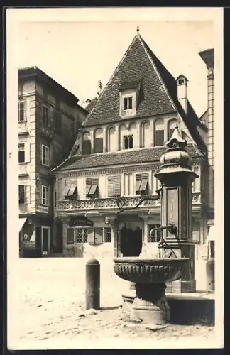 AK Steyr a /d Enns, Bummerlhaus mit Brunnen