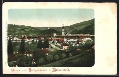 AK Heiligenkreuz i. Wienerwald, Blick zum Kloster