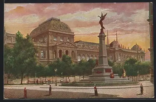 Künstler-AK Wien, Universität mit Denkmal