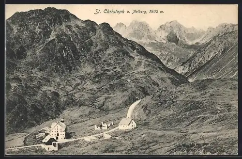 AK St. Christoph am Arlberg, Blick auf den Ort mit Hospiz